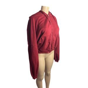 Women S M Pop Flex Popflex Zip Cloud Hoodie Crimson Red Hooded Sweatshirt Coat